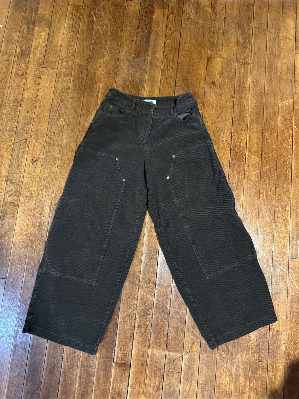 Topshop brown  Wide-Leg Cropped Corduroy carpenter pants